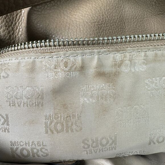 Michael Kors Hobo Brown Taupe Pebbled Leather Shoulder Bag Purse - Picture 5 of 8